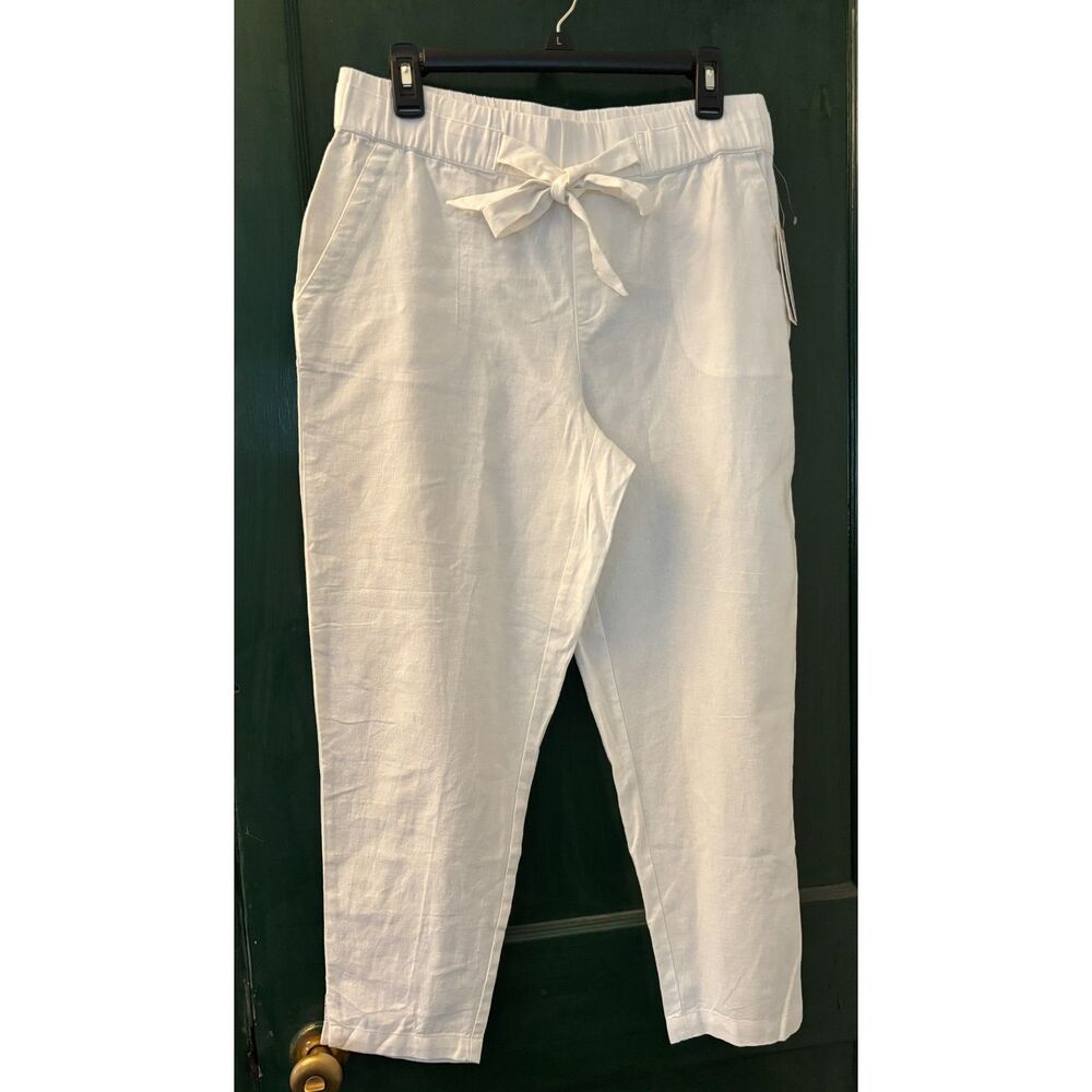 NWT Land 'n Sea Washable Linen Blend Pull on Ankle Pant M Coastal Ladgenlook